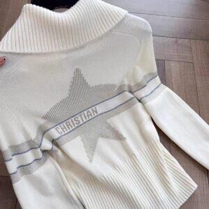 Dior Beige Cashmere-Blend Mock Neck Knitwear